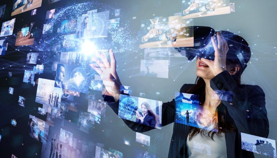a woman using augmented reality to spot seo trends