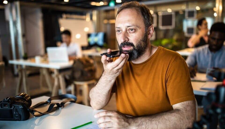 man using voice search