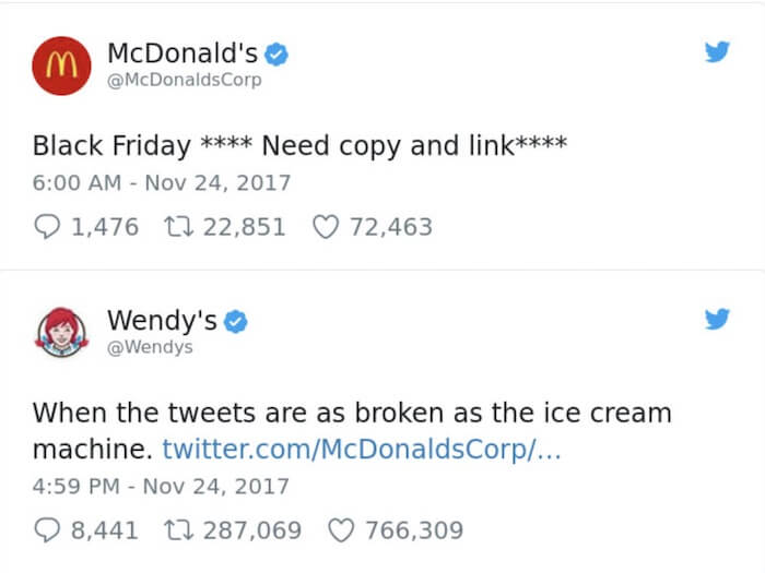 Wendy's sasses McDonald's in a tweet