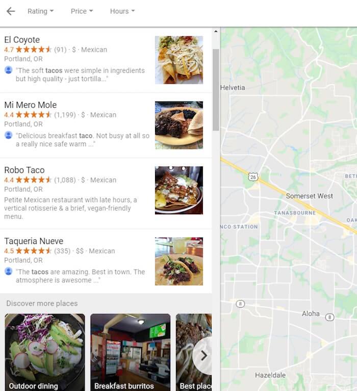 discover more places feature in google search results