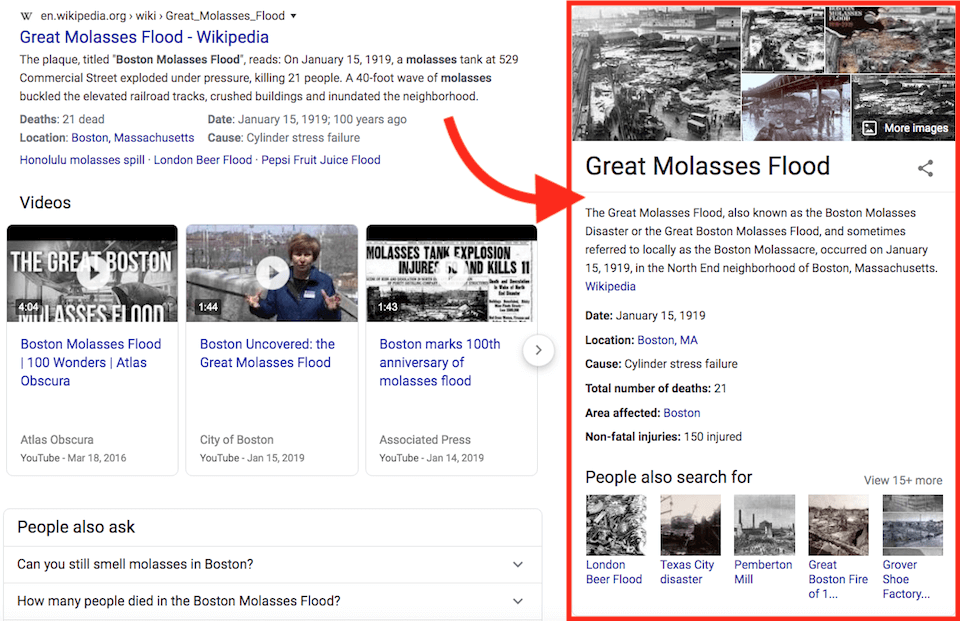 example of the google knowledge graph serp feature