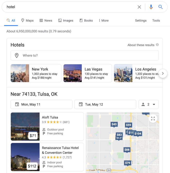 example of how local seo helps hotels rank better in the google serp