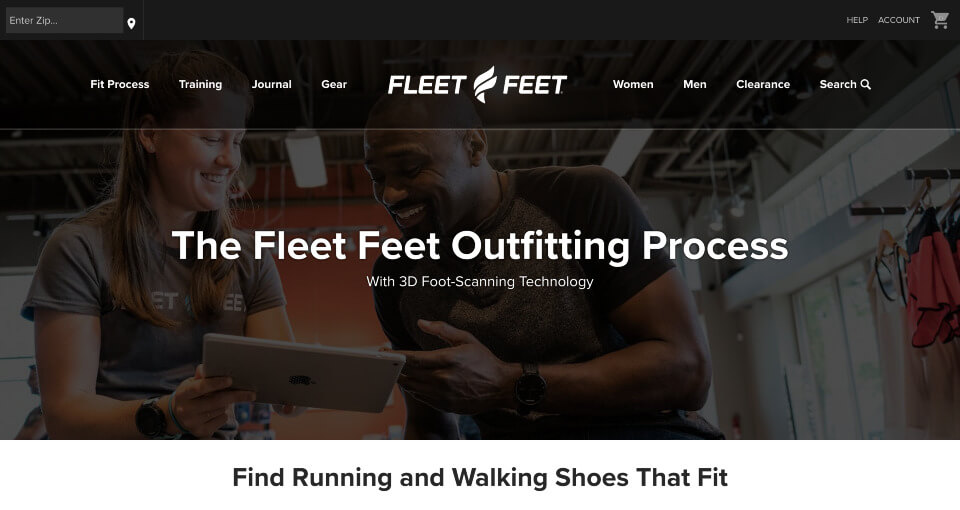 fleet feet website screenshot