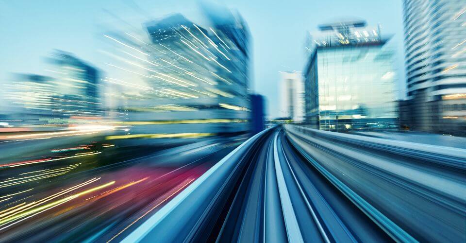 fast traffic moving to a destination in the distance