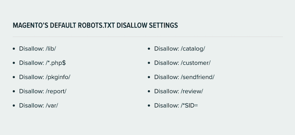 magento's robots disallow settings