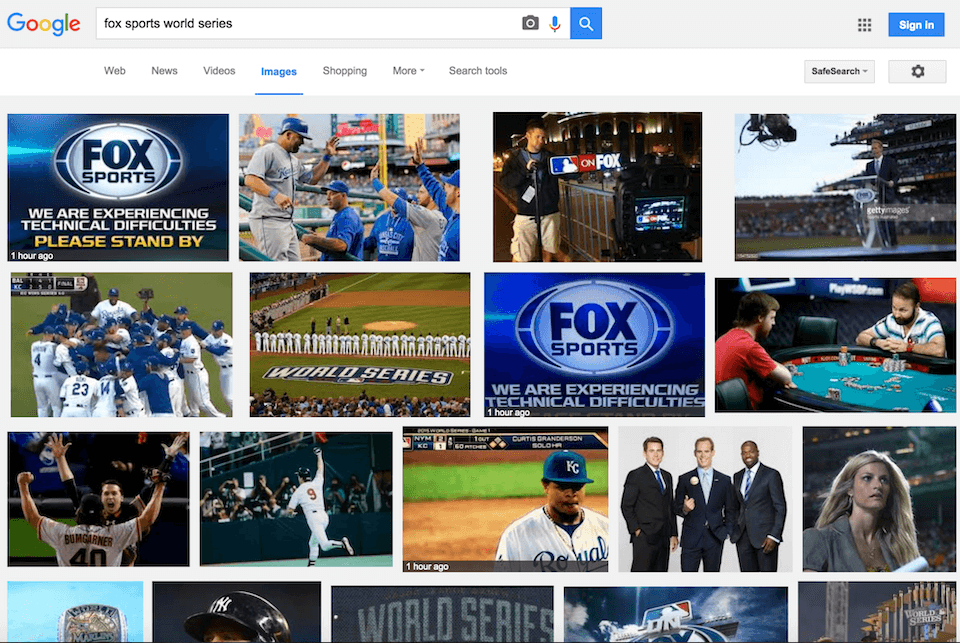 Fox Sports World Series Google Image Search 11:15pm ET (10/27/15)