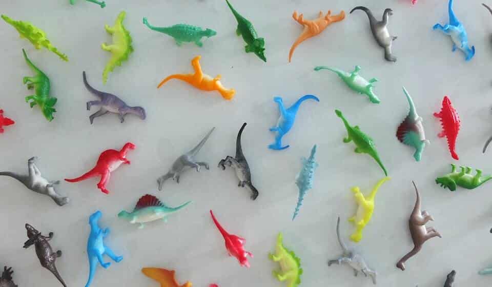 colorful plastic dinosaurs to represent different types of digital marketing