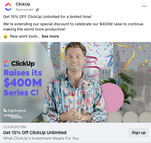 ClickUp Behavioral Marketing Example