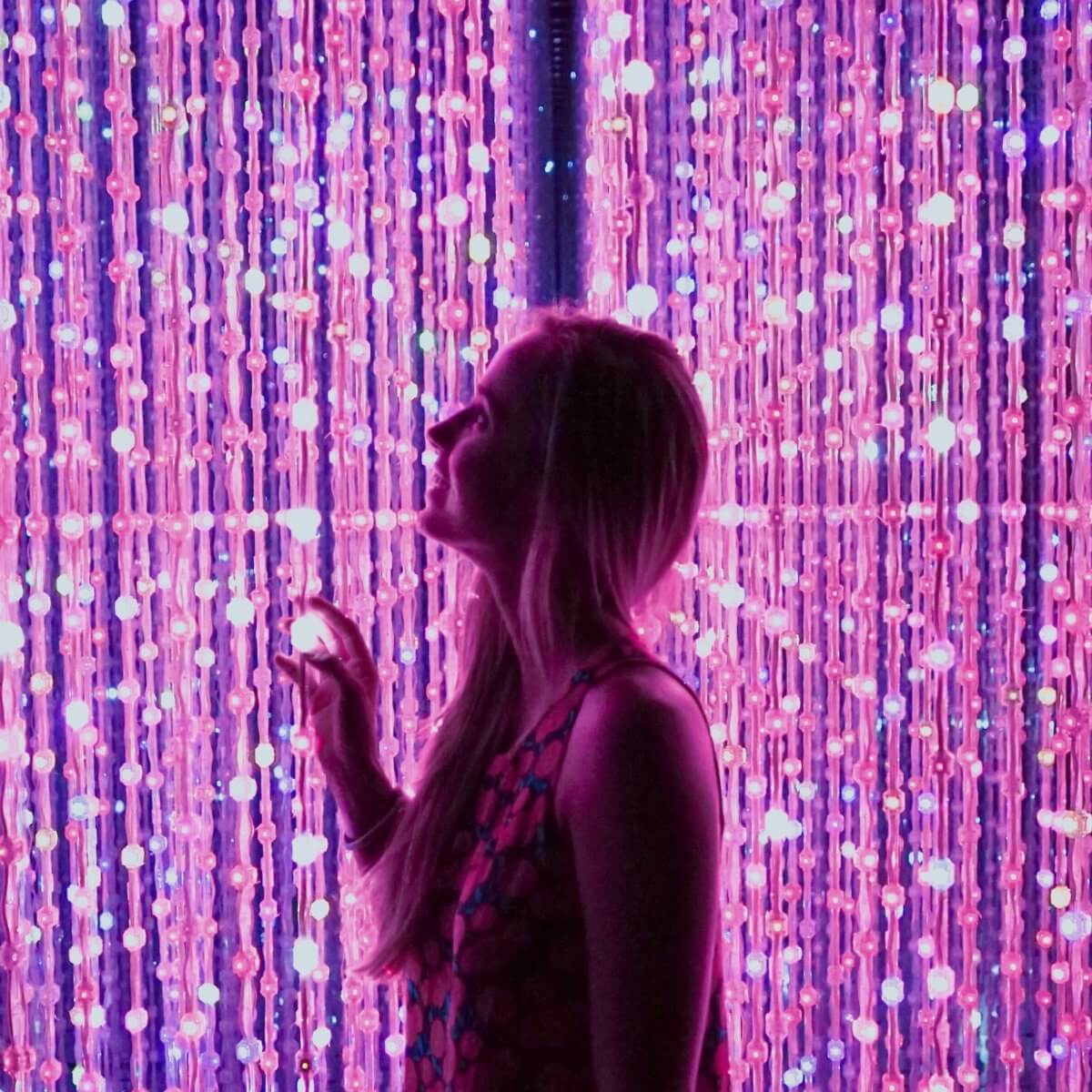 Woman with pink lights