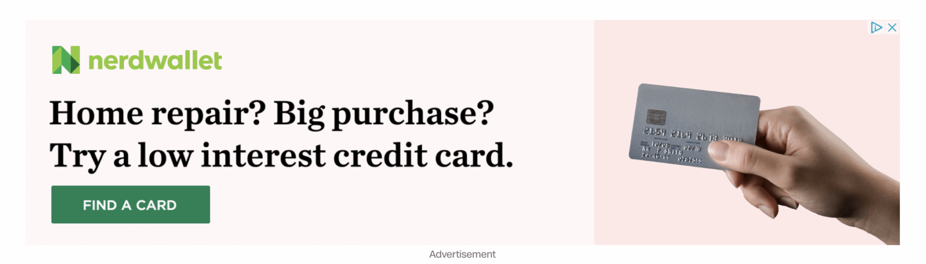 NerdWallet low interest credit card retargeting ad