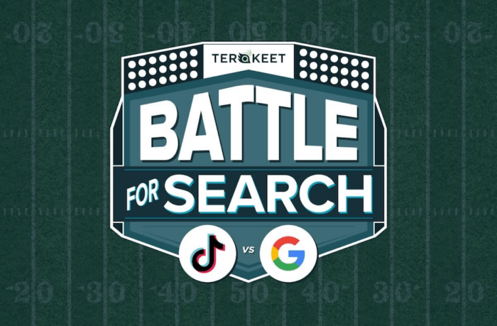 Graphic with text that reads tiktok vs google and the battle for search