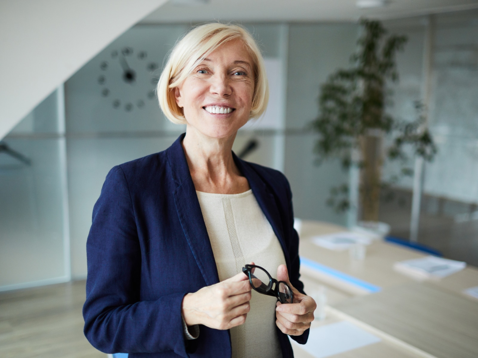 Smiling worker in office