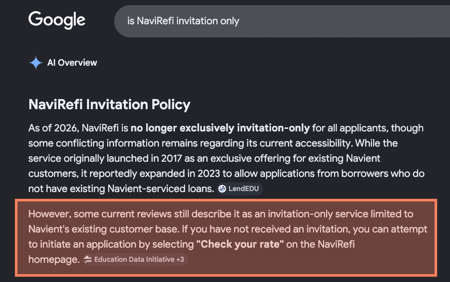 Google search for "is NaviRefi invitation only?"